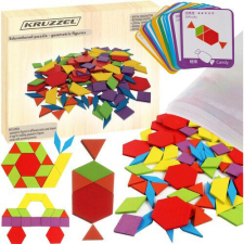 Oktató tangram kirakó - fa mozaik geometriai alakzatok puzzle, kirakós