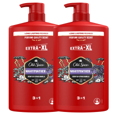 Old Spice Night Panther 3in1 férfi Sampon és Tusfürdő 2x1000ml tusfürdők