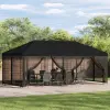  Oldalfalas pavilon 6 x 3 m Fekete Poliészter és acél 190