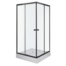  Olga SQ black szögletes zuhanykabin tálcával 80x80x196cm - fekete profil, víztiszta üveg kád, zuhanykabin