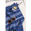 OLIMA OL1000 csíkos, rojtos strandtörölköző Olima, Light Navy/White-90X170