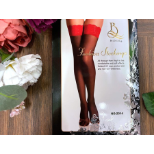 Ollike áttetsző combfix fekete/piros harisnya, combfix