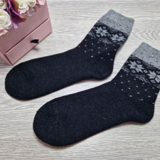 Ollike GYAPJÚ VASTAG női zokni NORVÉG mintás Fekete, 35-38 női zokni