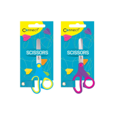 Olló 13cm, iskolai gumírozott fogóval, felakasztható csomagolásban connect, olló