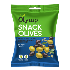 Olymp snack fűszerezett zöld és kalamata magozott olajbogyó 70 g konzerv