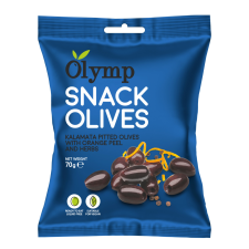 Olymp snack Olymp snack fűszerezett kalamata magozott olajbogyó narancshéjjal 70 g konzerv