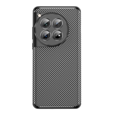  OnePlus 12, Szilikon tok, közepesen ütésálló, légpárnás sarok, karbon minta, fekete tok és táska