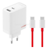 OnePlus SUPERVOOC hálózati töltő USB+Type-C aljzat (80W, PD gyorstöltő, GaN + Type-C kábel) FEHÉR (57983122844)