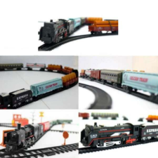  Önjáró játékvonat készlet mozdonnyal, vagonokkal és sínpályával kisvasút