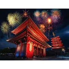  Öntapadó és mosható falfestmény City60 Tokyo Temple éjjel, 250 x 200 cm tapéta, díszléc és más dekoráció