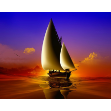  Öntapadó és mosható falfestmény Cruise. jacht, naplemente, 250 x 150 cm tapéta, díszléc és más dekoráció