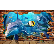 Öntapadó és mosható falfestmény Escape of delfinek, 250 x 150 cm tapéta, díszléc és más dekoráció
