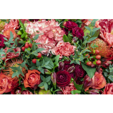  Öntapadó és mosható falfestmény Flori156 Piros virágkompozíció, 200 x 150 cm tapéta, díszléc és más dekoráció