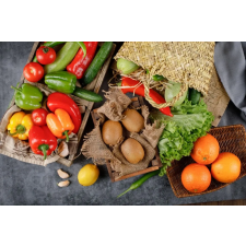  Öntapadó és mosható falfestmény Food22 - zöldségek és gyümölcsök, 150 x 205 cm grafika, keretezett kép