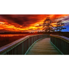  Öntapadó és mosható falfestmény Híd a naplementében, 250 x 200 cm tapéta, díszléc és más dekoráció