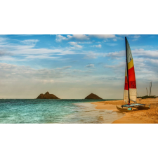  Öntapadó és mosható falfestmény Katamarán a strandon, 250 x 150 cm tapéta, díszléc és más dekoráció