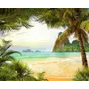  Öntapadó és mosható falfestmény Strand, pálmafák, sziklák, 250 x 200 cm
