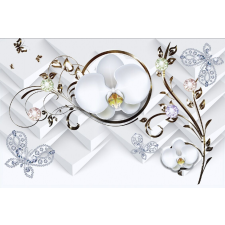  Öntapadó és mosható falikép Orchideák pillangóval, 400 x 250 cm tapéta, díszléc és más dekoráció