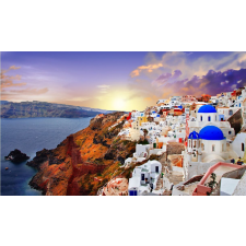  Öntapadó és mosható falikép Santorini naplementekor, 250 x 200 cm tapéta, díszléc és más dekoráció