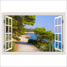  Öntapadó fotótapéta Window Path, nagy, fenyőfák, 200 x 135 cm tapéta, díszléc és más dekoráció