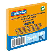 Öntapadó jegyzettömb DONAU 76x76 mm 100 lap neon narancssárga post-it
