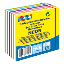 Öntapadó jegyzettömb DONAU 76x76 mm 400 lap vegyes neon színek 11 rétegű post-it