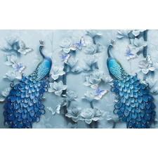  Öntapadó tapéta Pávák, virágok, kék pillangók, 200 x 150 cm tapéta, díszléc és más dekoráció