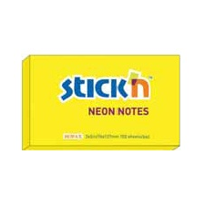  Öntapadós jegyzettömb STICK'N (21135) 76X127mm NEON SÁRGA 100lap jegyzettömb