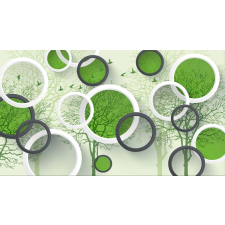  Öntapadós tapéta Fák fehér és fekete körökkel, 300 x 200 cm tapéta, díszléc és más dekoráció