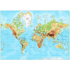  Öntapadós tapéta Fizikai világtérkép, 350 x 250 cm tapéta, díszléc és más dekoráció