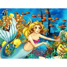  Öntapadós tapéta Mermaid, óceán, gyerekrajzok, 250 x 200 cm tapéta, díszléc és más dekoráció