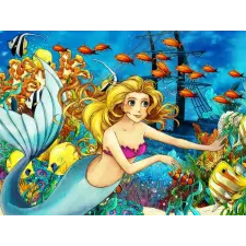  Öntapadós tapéta Mermaid, óceán, gyerekrajzok, 270 x 200 cm tapéta, díszléc és más dekoráció