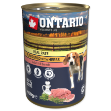 Ontario KONZERV DOG VEAL PATE FLAVOURED WITH HERBS, 400G kutyaeledel