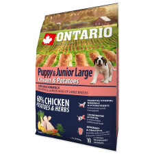  ONTARIO száraztáp kölyök, nagytestű kutyáknak csirkével és burgonyával 2,25kg jutalomfalat kutyáknak