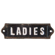 Öntöttvas ajtótábla Ladies felirattal, 12x1x3cm információs címke