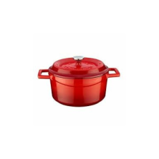  Öntöttvas lábas 20 cm+fedő piros zomácos edény