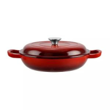  Öntöttvas Szeletsütõ lábas fedõvel 30*6cm zománcozott piros 10272 edény