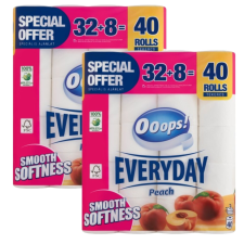 Ooops! Everyday Peach 3 rétegű Toalettpapír 2x40 tekercs higiéniai papíráru