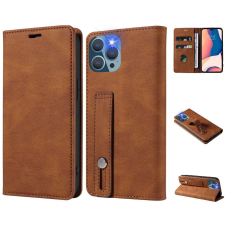 OPPO Reno8 5G, Oldalra nyíló tok, stand, kártyatartóval, kézpánttal, Wooze Business Plus, barna tok és táska