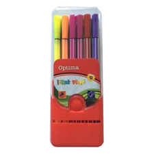 OPTIMA Filctoll OPTIMA műanyag tokos 12db-os készlet filctoll, marker