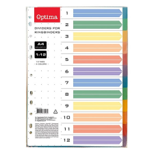 OPTIMA Regiszter OPTIMA A/4 műanyag 12 színű regiszter és tartozékai