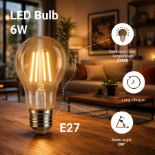Optonica 1309 LED fényforrás A60 6W 630LM E27 220-240V 2700K FILAMENT izzó