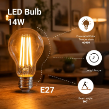 Optonica 1319 LED fényforrás A60 14W 2000LM E27 220-240V 6000K FILAMENT izzó
