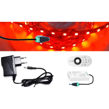Optonica 5m hosszú 41Wattos, RF 4 zónás távirányítós, 2.4G vezérlős, adapteres piros LED szalag (300db 5050 SMD LED) világítás