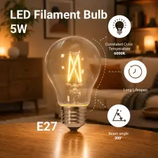 Optonica A60 Filament LED Izzó E27 5W 600lm 6000K hideg fehér 1854 izzó