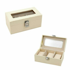 Óratartó doboz 3 karóra számára - 18x9x8 cm - beige - szépséghibás ékszerdoboz