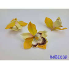  Orchidea selyemvirág fej 10 cm - Sárgás dekoráció