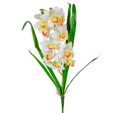 Orchidea szálas levéllel gumi krém M54cm 30db/# dekorációs kellék
