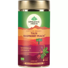 Organic India Tulsi RASPBERRY PEACH Málna Őszibarack, szálas bio tea, 100g tea