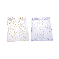 Organza ajándéktáska csillagokkal karácsonyi design ajándéktasak